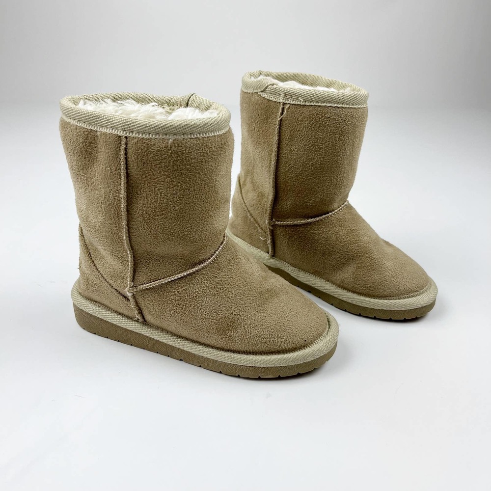 Dawgs Baby Beige Tan Faux Suede Faux Fur Lined Boots Size 4/5